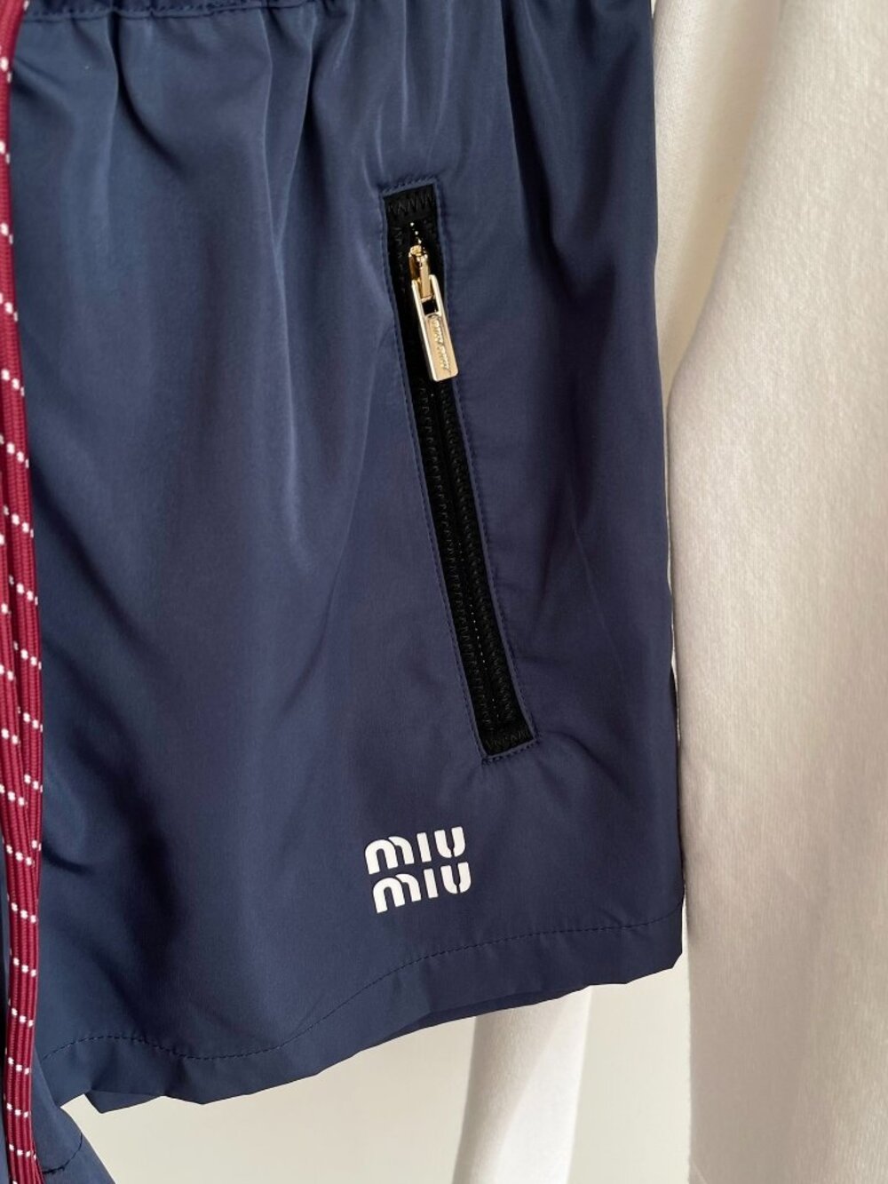 Miu Miu Dark Navy Two Piece Outfit Hooded Jacket + Shorts Matching Set Size S - Picture 6 of 7